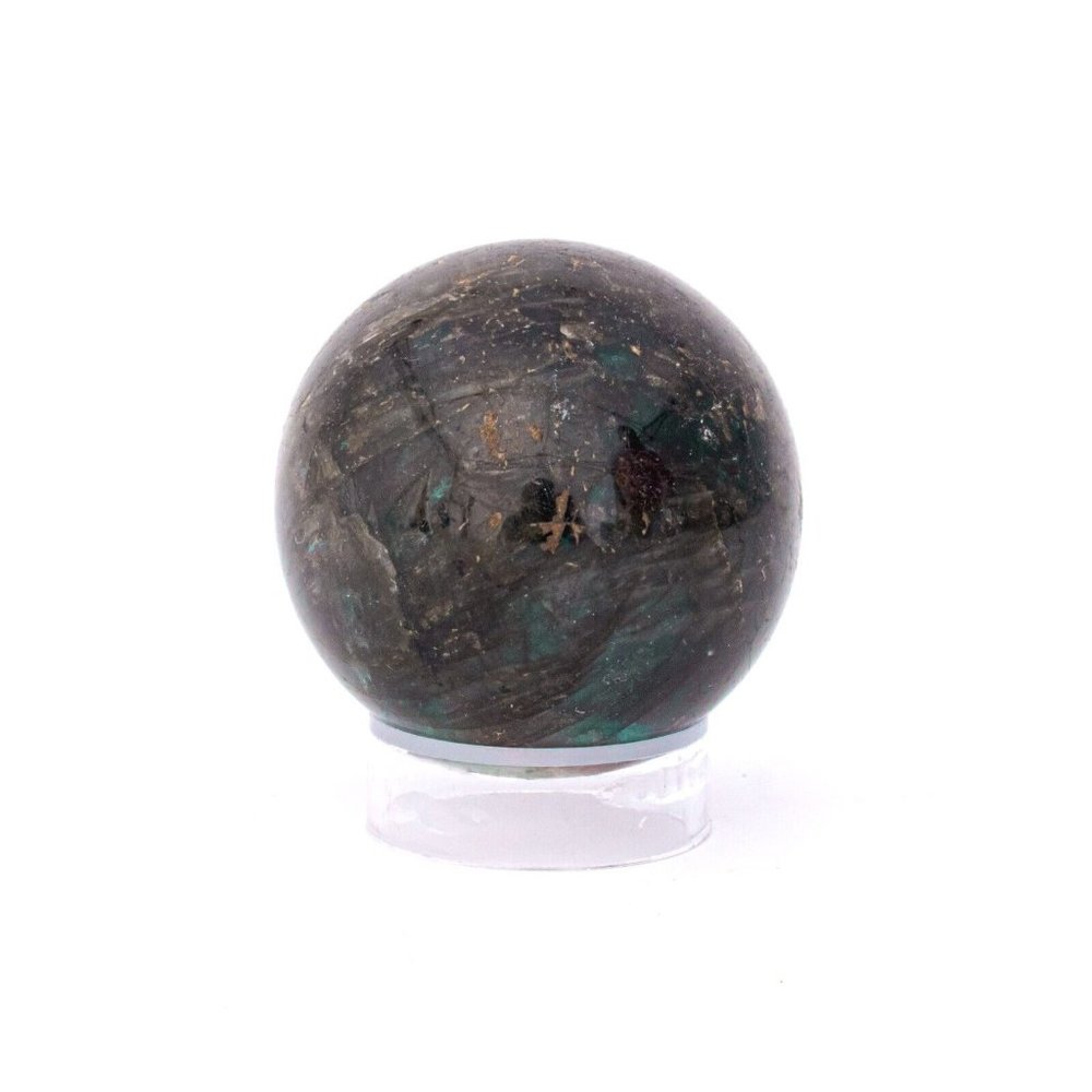40mm Labradorite Gemstone Sphere & Stand Natural Crystal Display Ball with Fire